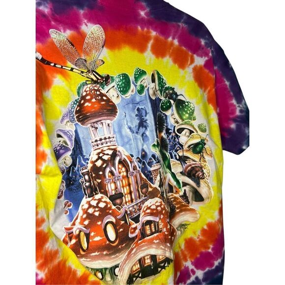 Vintage Liquid Blue Men’s Medium Smoking Elf Mushroom Tie Dye T-Shirt 90s Retro - Picture 4 of 5